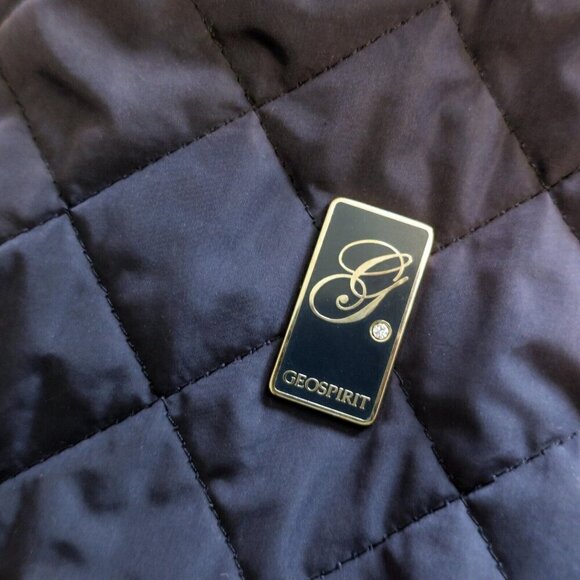 Geospirit Diamond Quilted Dark Navy Lightweight Blazer Jacket Women's 46 Small - Picture 3 of 5